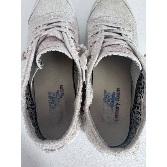 "Bobs Sketchers" B Cute Memory Foam beige Slip On Sneakers Linen Lace Look - Picture 4 of 6